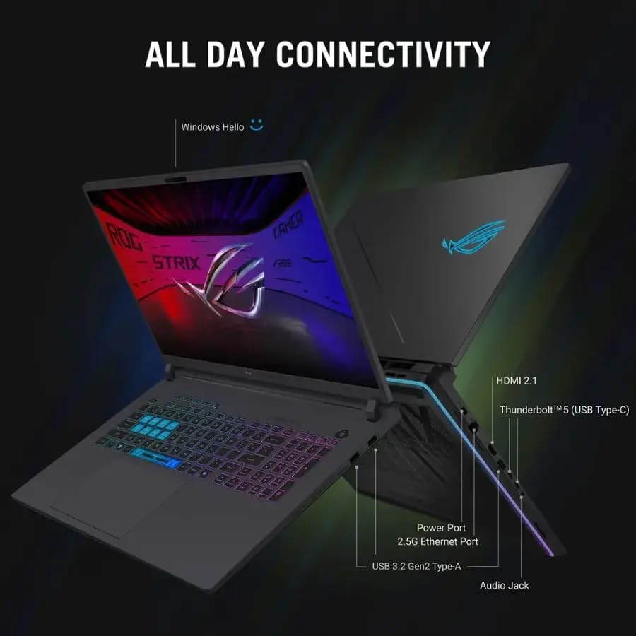 ASUS ROG Strix G18 18" 2.5K 240Hz Gaming Laptop, NVIDIA GeForce RTX 5080 16GB DDR7, Intel Ultra 9 275HX(Up to 5.4 GHz), 64 GB DDR5 RAM, 8 TB SSD, Wi-Fi 7, Backlit KB, Windows 11 Pro, with MS Office - AOP3D tech
