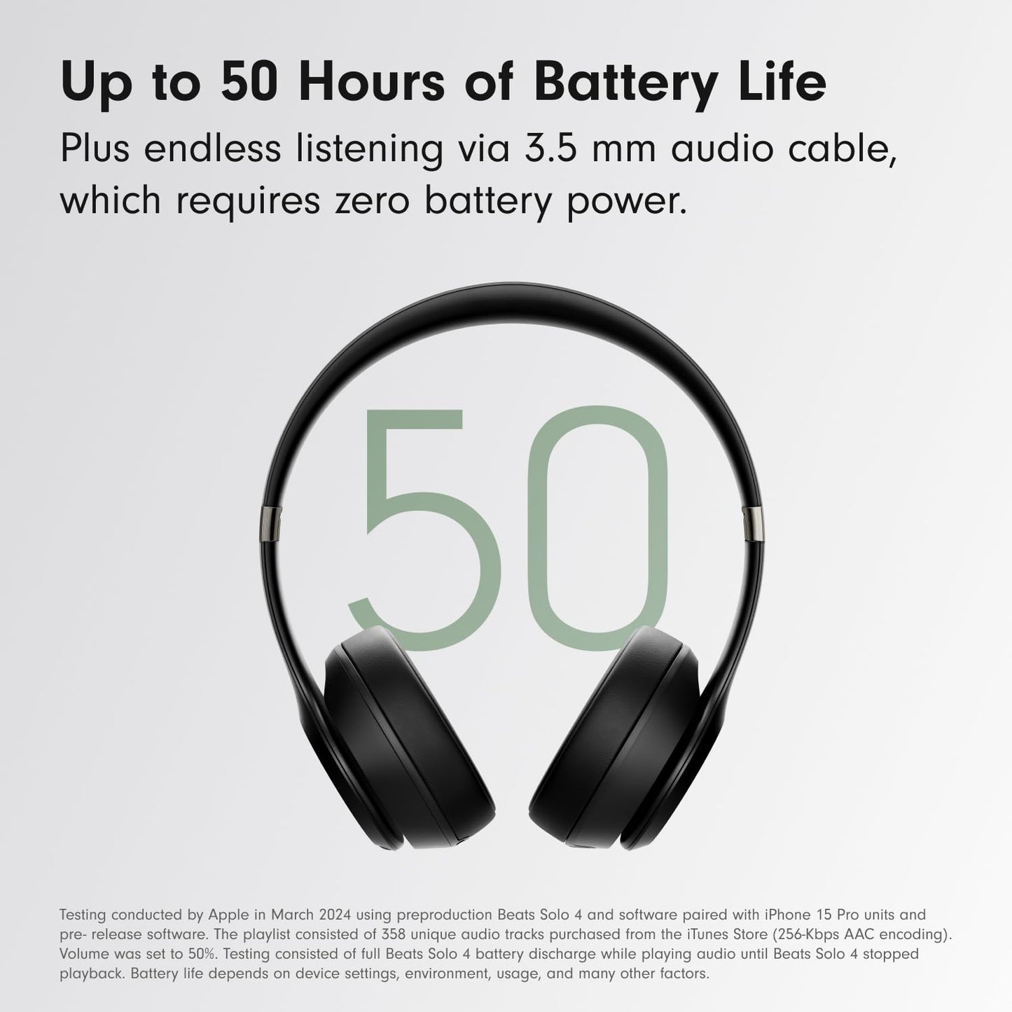 Beats Solo 4 - Wireless On-Ear Bluetooth Headphones, Up to 50-Hour Battery Life, Ultra-Lightweight Comfort, Powerful and Balanced Sound, Apple & Android Compatible - Matte Black - AOP3D tech
