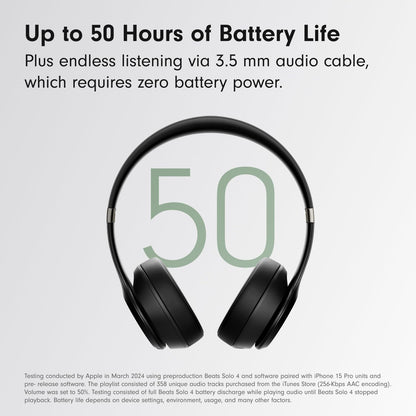 Beats Solo 4 - Wireless On-Ear Bluetooth Headphones, Up to 50-Hour Battery Life, Ultra-Lightweight Comfort, Powerful and Balanced Sound, Apple & Android Compatible - Matte Black - AOP3D tech