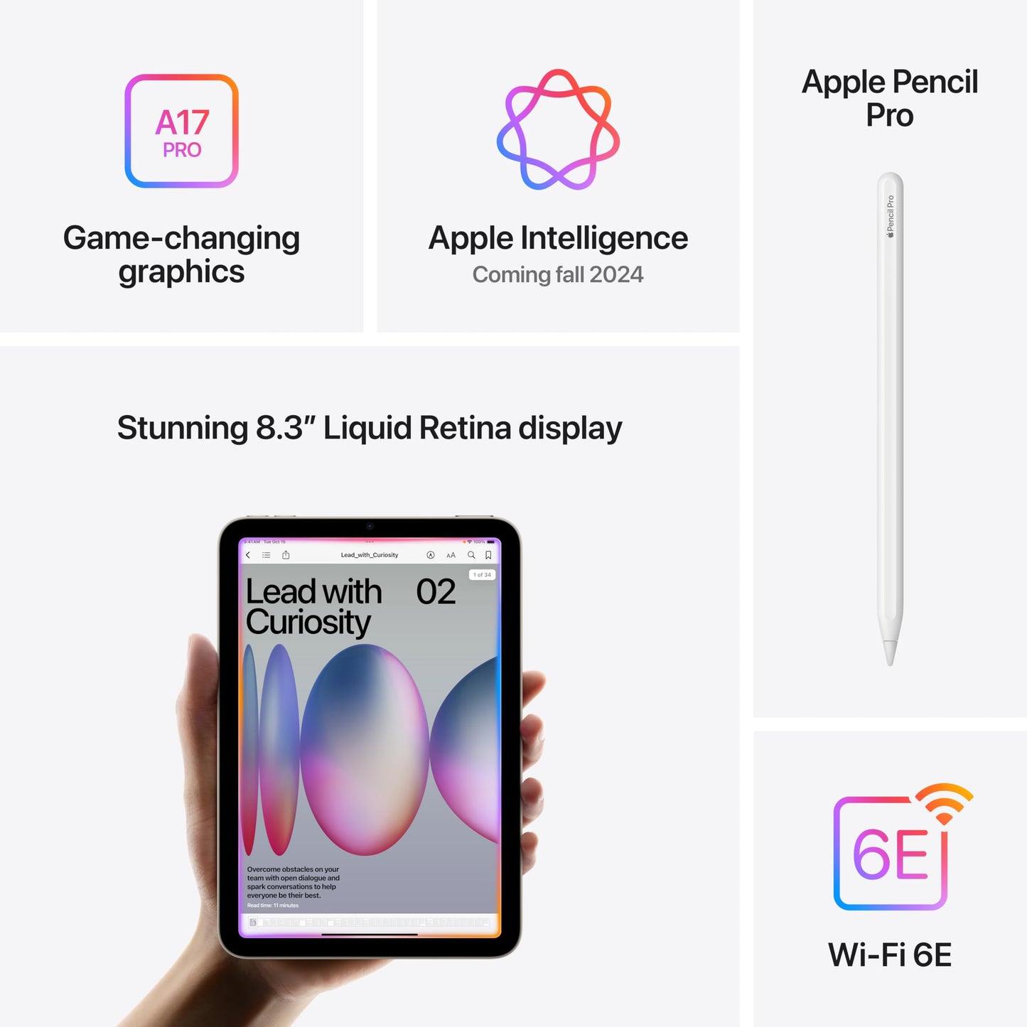 Apple iPad mini (A17 Pro): Apple Intelligence, 8.3-inch Liquid Retina Display, 512GB, Wi-Fi 6E, 12MP Front/12MP Back Camera, Touch ID, All-Day Battery Life — Space Gray - AOP3D tech