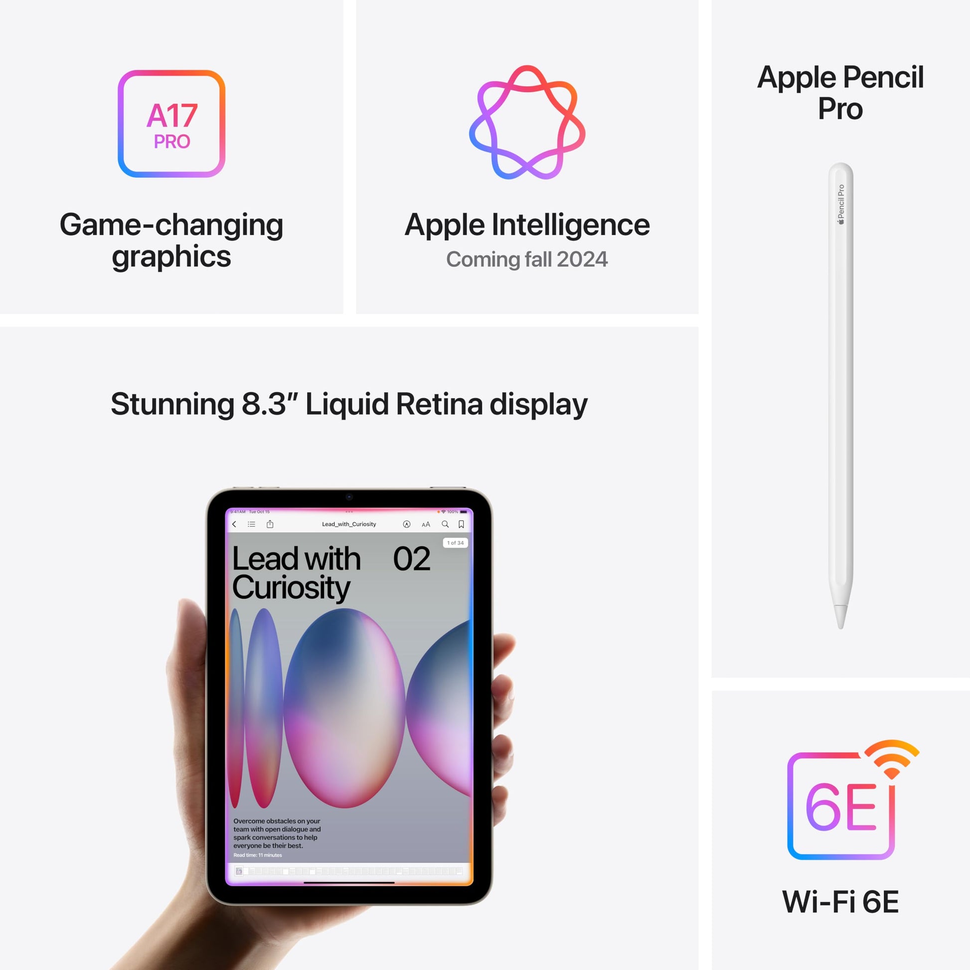 Apple iPad mini (A17 Pro): Apple Intelligence, 8.3-inch Liquid Retina Display, 512GB, Wi-Fi 6E, 12MP Front/12MP Back Camera, Touch ID, All-Day Battery Life — Space Gray - AOP3D tech