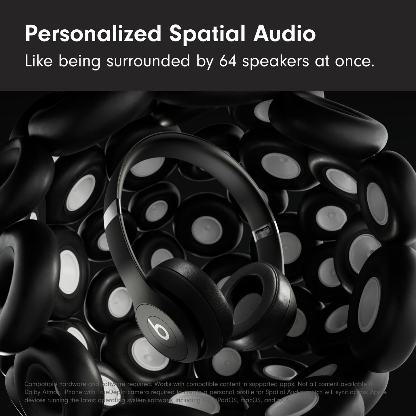 Beats Solo 4 - Wireless On-Ear Bluetooth Headphones, Up to 50-Hour Battery Life, Ultra-Lightweight Comfort, Powerful and Balanced Sound, Apple & Android Compatible - Matte Black - AOP3D tech