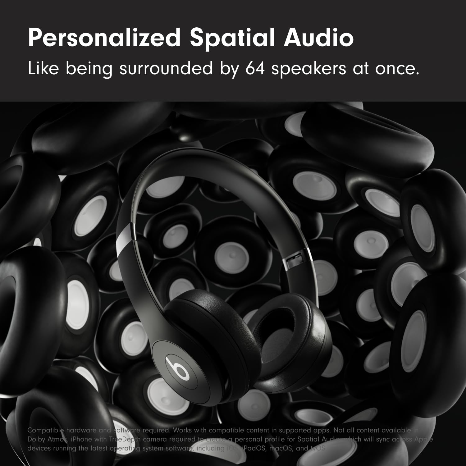 Beats Solo 4 - Wireless On-Ear Bluetooth Headphones, Up to 50-Hour Battery Life, Ultra-Lightweight Comfort, Powerful and Balanced Sound, Apple & Android Compatible - Matte Black - AOP3D tech