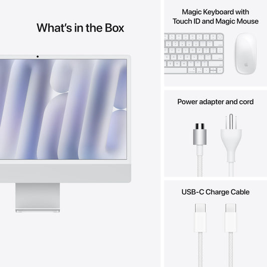 Apple 2024 iMac All-in-One Desktop Computer with M4 chip, 10-core CPU, 10-core GPU: Built for Apple Intelligence, 24-inch Display, Nano-Texture Glass, 16GB Unified Memory, 256GB SSD Storage; Silver - AOP3D tech