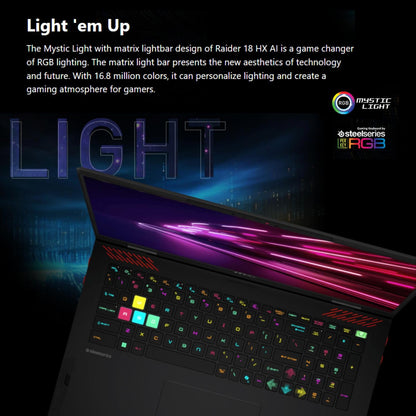 msi Raider 18 HX RTX 5090 Gaming Laptop, 18" 4K MiniLED Display, Intel Core Ultra 9 285HX, 64GB DDR5 RAM, 2TB SSD, RGB Backlit KB, Fingerprint Reader, Thunderbolt 5, Wi-Fi 7, Black, Windows 11 Home - AOP3D tech