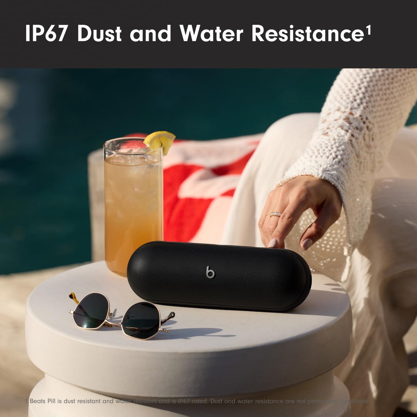Beats Pill - Portable Bluetooth Speaker - Up to 24H Battery Life, Water Resistant, Bluetooth, Apple & Android Compatible, Seriously Loud Sound for Home, Outdoor and Travel - Matte Black - AOP3D tech