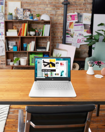 HP 14 Laptop, Intel Celeron N4020, 4 GB RAM, 64 GB Storage, 14-inch Micro-edge HD Display, Windows 11 Home, Thin & Portable, 4K Graphics, One Year of Microsoft 365 (14-dq0040nr, Snowflake White) - AOP3D tech
