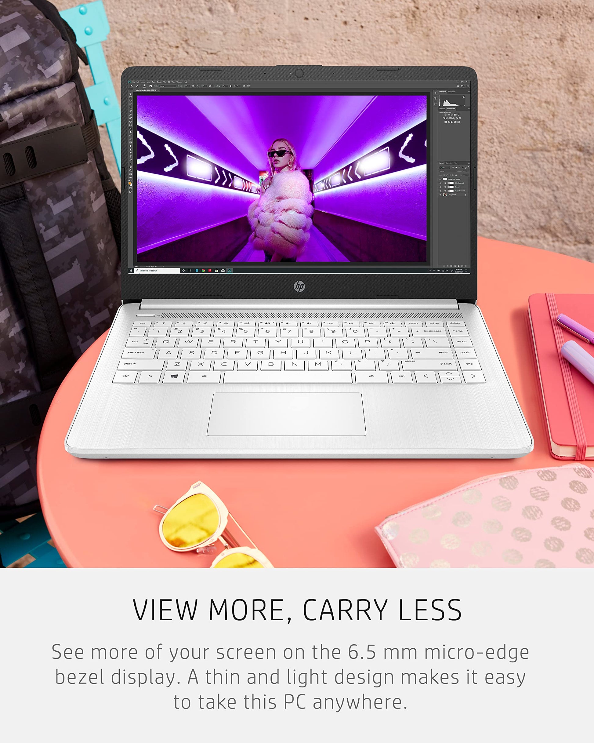 HP 14 Laptop, Intel Celeron N4020, 4 GB RAM, 64 GB Storage, 14-inch Micro-edge HD Display, Windows 11 Home, Thin & Portable, 4K Graphics, One Year of Microsoft 365 (14-dq0040nr, Snowflake White) - AOP3D tech
