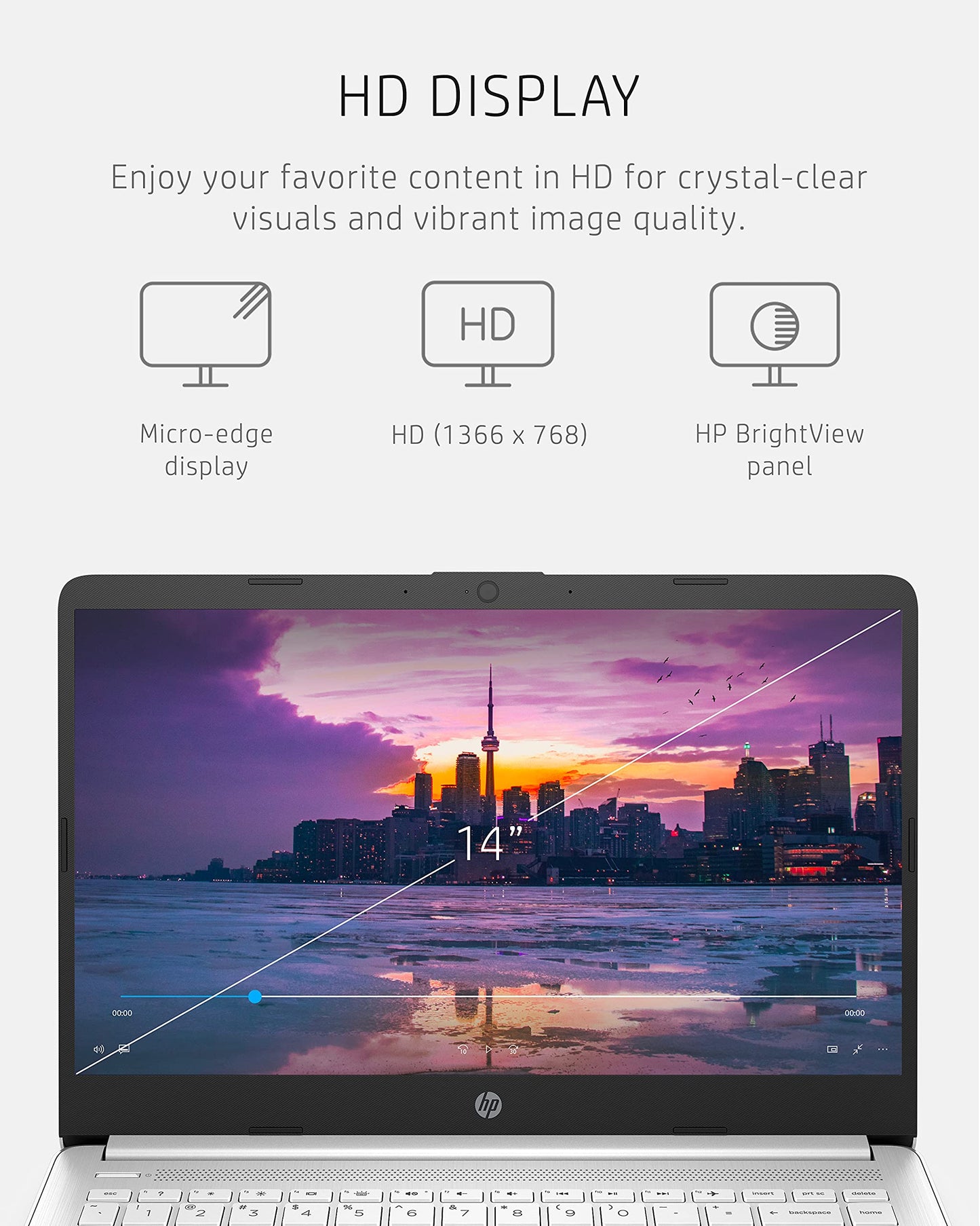 HP 14 Laptop, Intel Celeron N4020, 4 GB RAM, 64 GB Storage, 14-inch Micro-edge HD Display, Windows 11 Home, Thin & Portable, 4K Graphics, One Year of Microsoft 365 (14-dq0040nr, Snowflake White) - AOP3D tech
